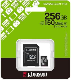 SCHEDA di Memoria MicroSD 256gb Gen3 150MB/s A1 Classe 10 - KINGSTON Canvas Select Plus