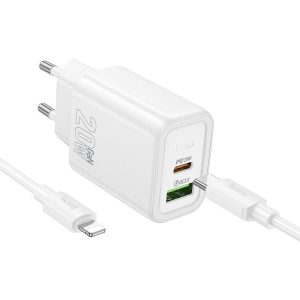 Caricabatteria iphone PD 20W+QC3.0 doppia porta con cavo lightning - HOCO N61 Gentle