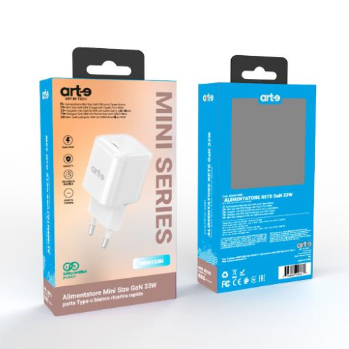 ART-è Caricatore da rete 33W GaN con porta Type-C (PD) | Bianco - immagine 2