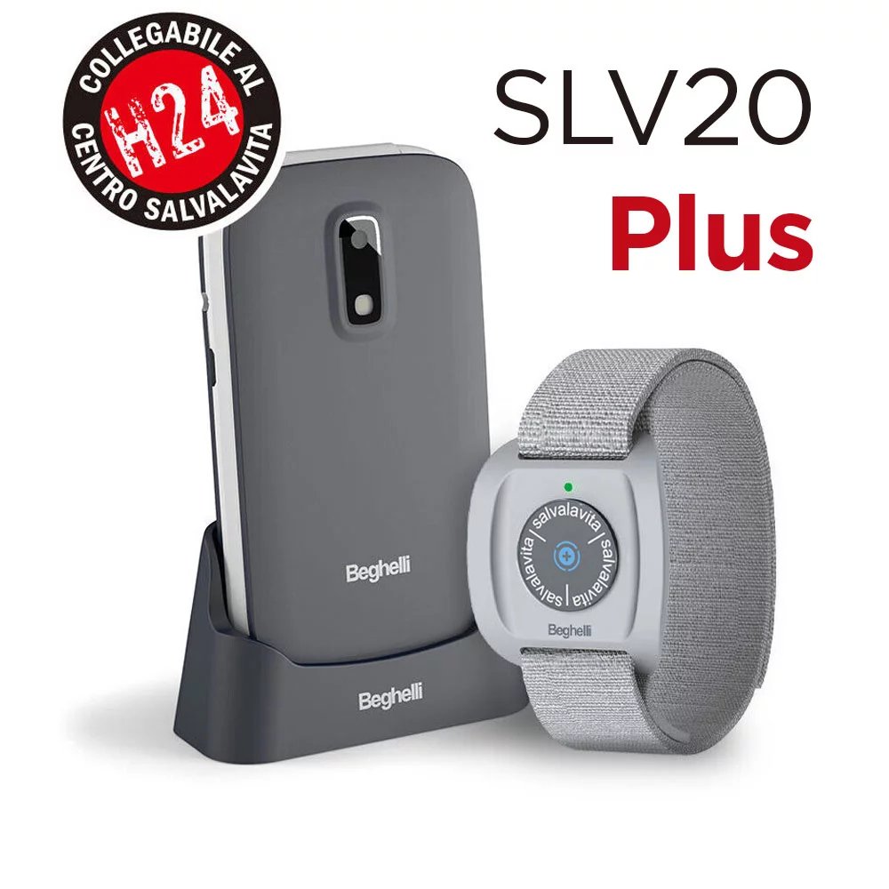 Cellulare flip a conchiglia senior SLV20 Plus + BRACCIALETTO SALVALAVITA BAND