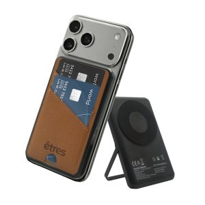 ETRES PORTAFOGLIO POWER WALLET 5000mah WIRELESS MAGNETICO compatibile magsafe 20w - brown
