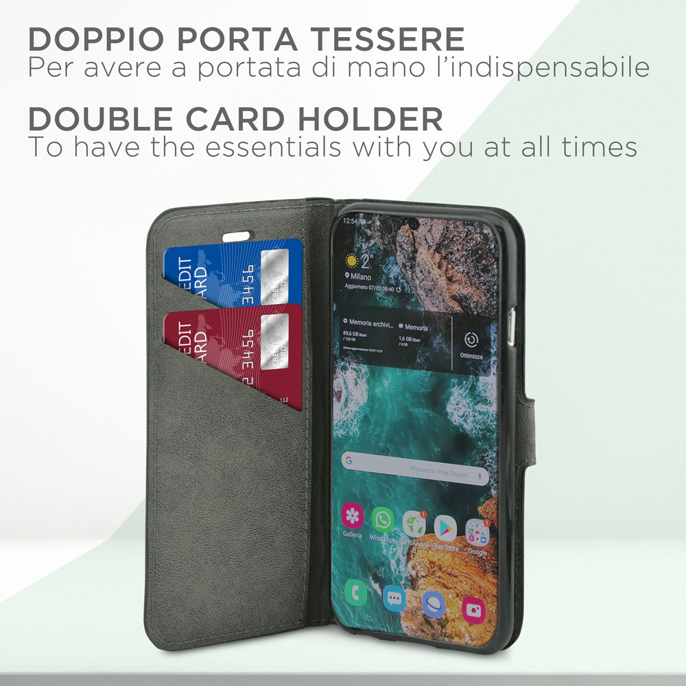 Custodia a libro in similpelle per Samsung Galaxy A51 | Nero