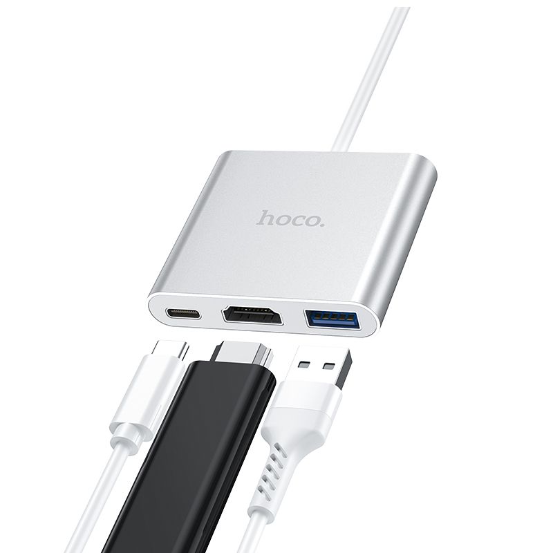 HUB convertitore multiporte da Usb-C a HDMI, Usb-A 3.0, Usb-c | HOCO HB14