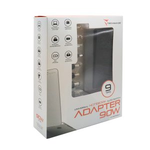 Caricabatterie Alimentatore Notebook universale auto switch 90w, 9 spinotti - Techmade